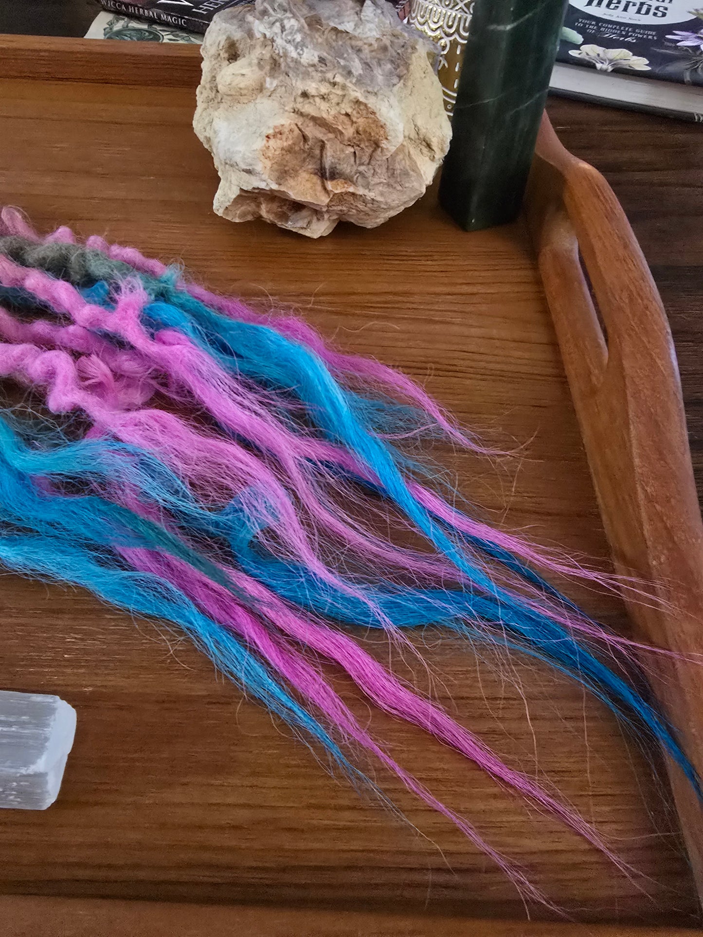 7 Double Ended 20-26" Light Brunette to Cerulean Blue and Hot Pink with Luxury Ends