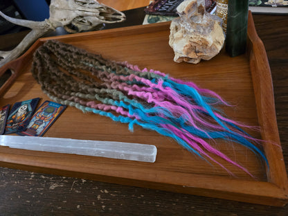 7 Double Ended 20-26" Light Brunette to Cerulean Blue and Hot Pink with Luxury Ends